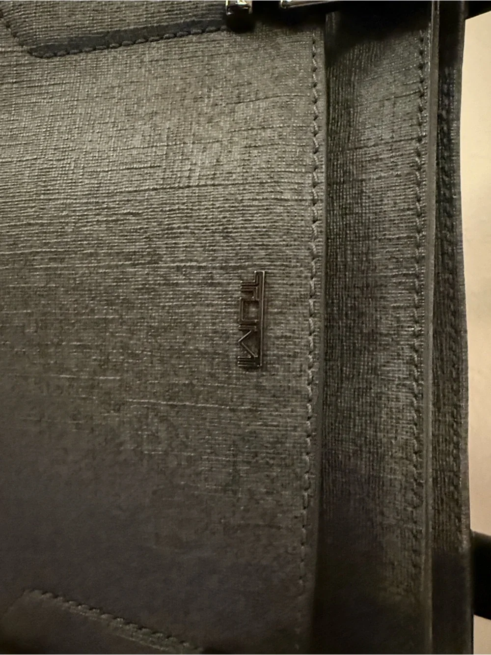Tumi Dark Brown/Gray Tote Bag with Leather Trim